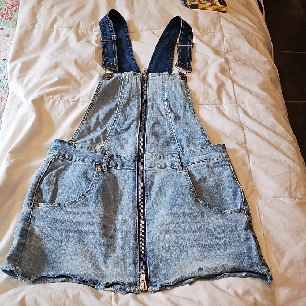 Dollhouse Blue Denim Mini Skirt Overalls